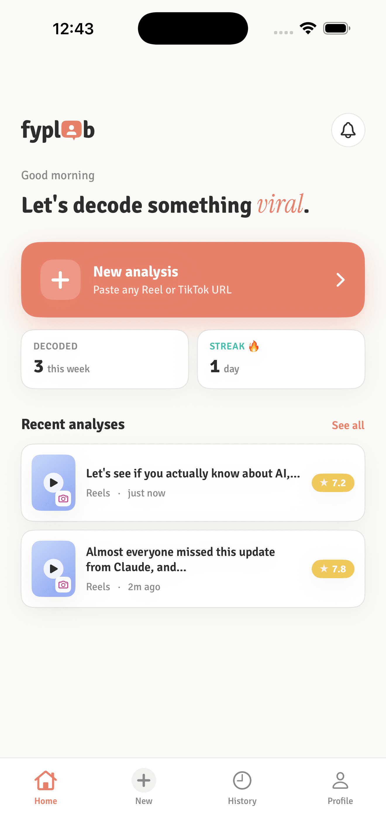 fyplab home screen